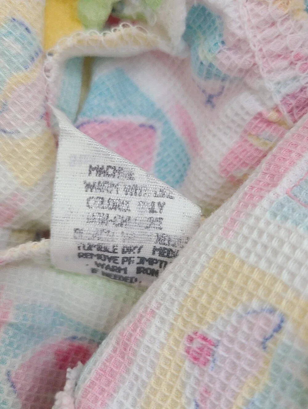 Vtg Oshkosh Baby B’Gosh Vestbak Overalls Bubble Romper Girls 3/6M Heart Flower